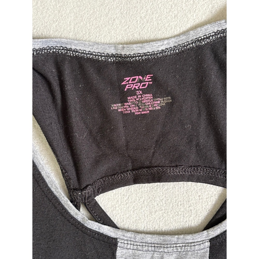3X Tank Top Black Gray Strappy Racerback Activewear JK3942-CAV - Picture 5 of 8